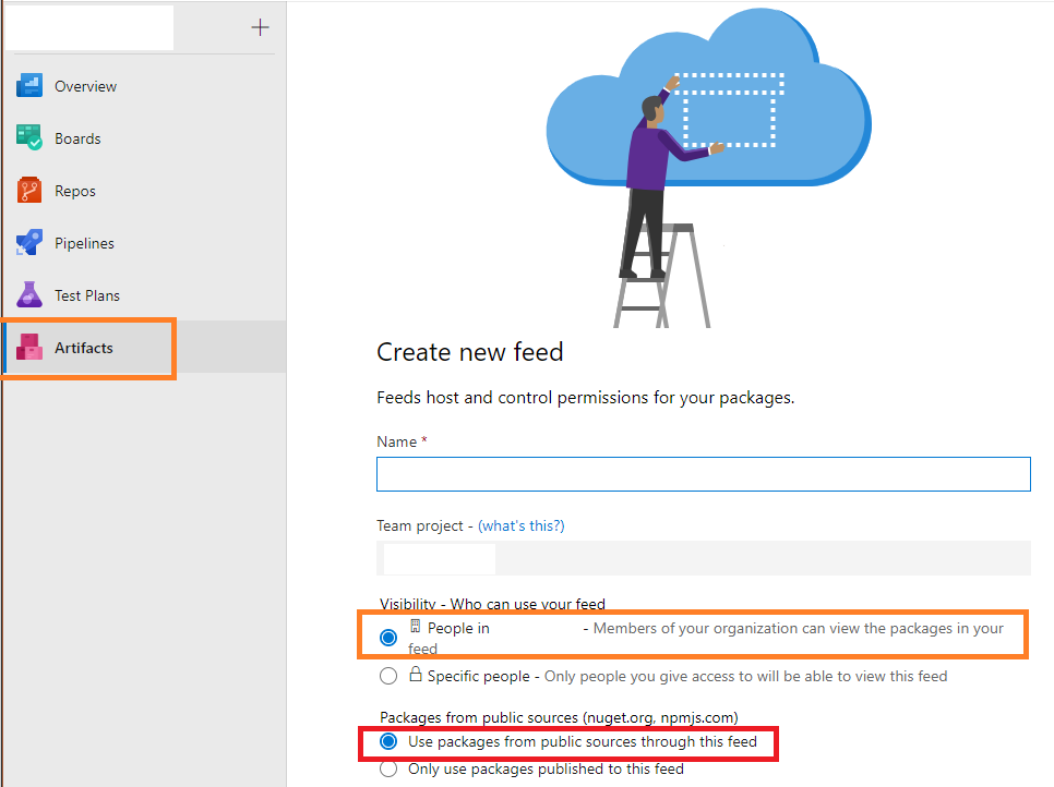 Azure DevOps - create Artifacts feed as Registry replacement