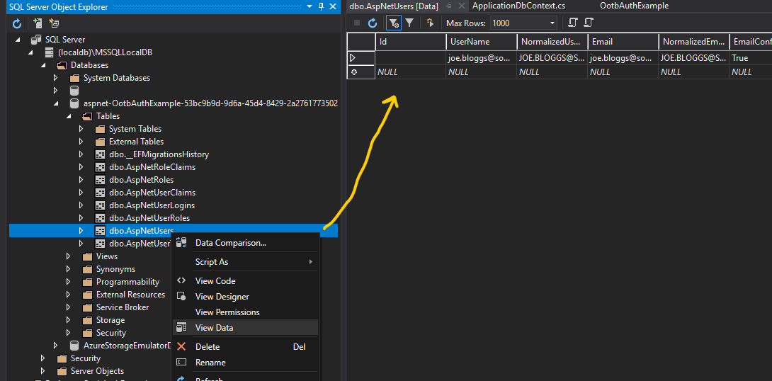 Scaffolding an ASP.NET Core MVC Web App with Identity